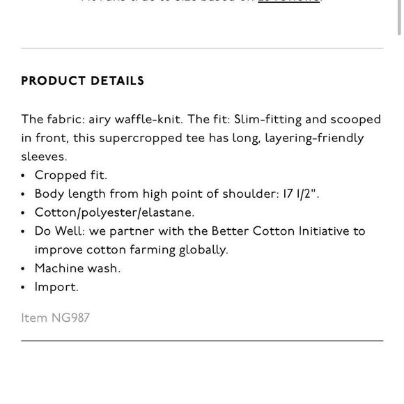 Madewell MWL 2022 Waffle Long-Sleeve Crop Tee Small - Picture 5 of 12